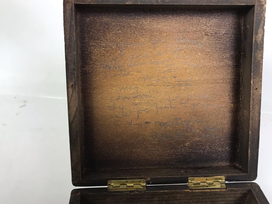 Old Italian Wooden Box 6 X 6 X 2.25H [Photo 7]
