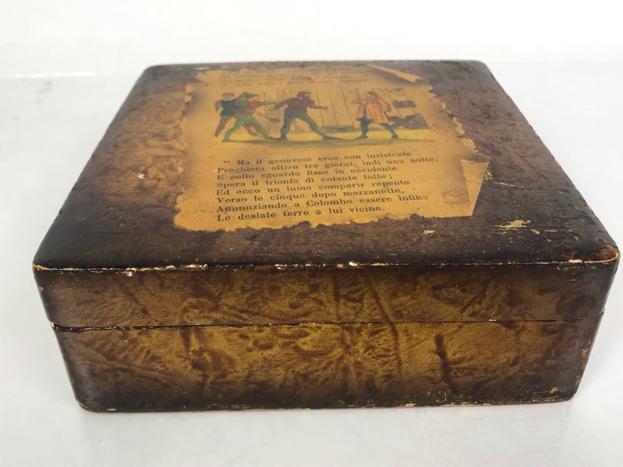 Old Italian Wooden Box 6 X 6 X 2.25H [Photo 1]