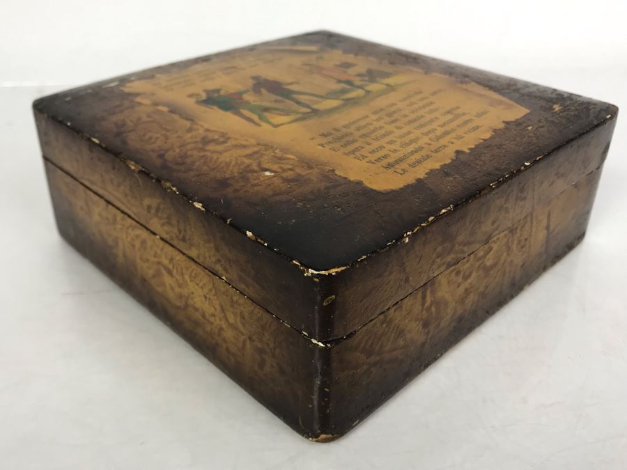 Old Italian Wooden Box 6 X 6 X 2.25H [Photo 4]