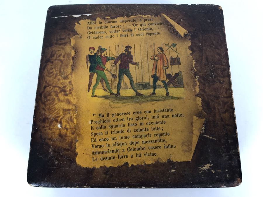 Old Italian Wooden Box 6 X 6 X 2.25H [Photo 2]