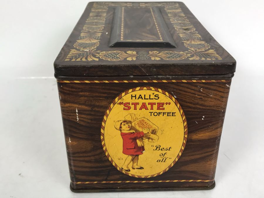Old Hall's State Toffee Tin 9.5W X 5.25D X 5H