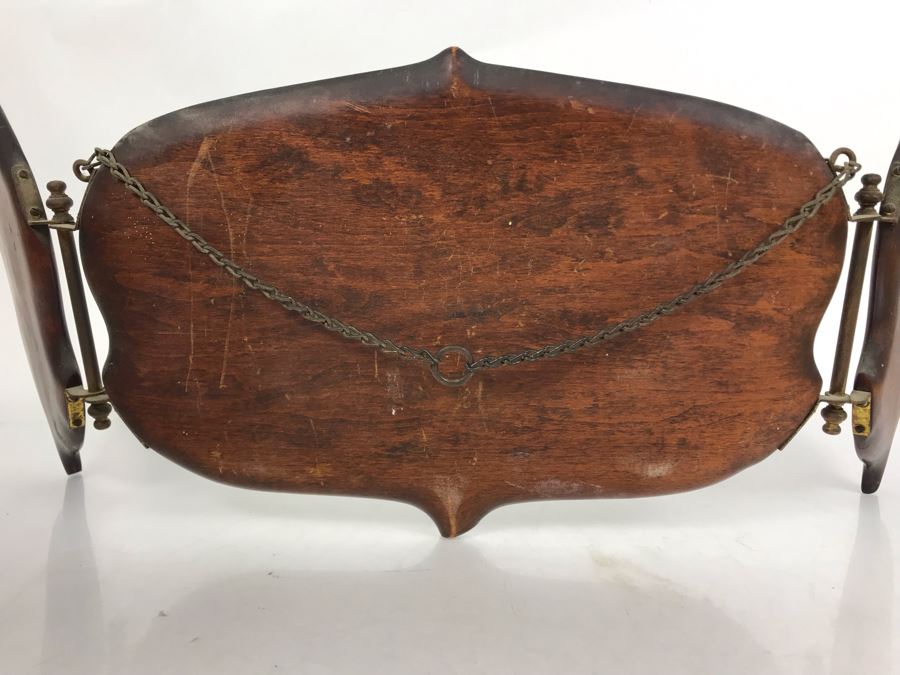 Antique 3-Panel Folding Beveled Glass Mirror 27W X 9H [Photo 11]