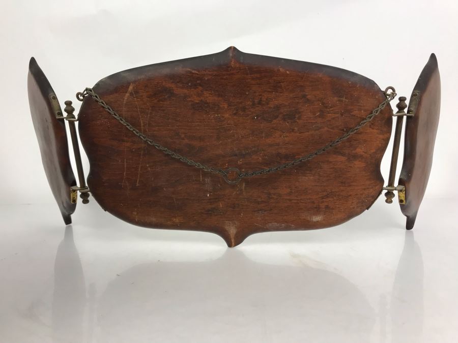 Antique 3-Panel Folding Beveled Glass Mirror 27W X 9H [Photo 10]