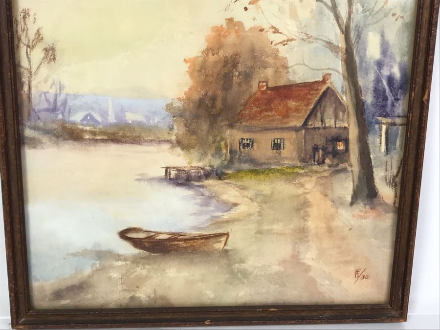 Vintage 1930 Original Painting Signed FTS 12 X 15.5 [Photo 2]