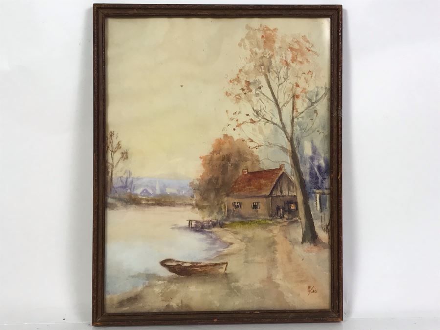 Vintage 1930 Original Painting Signed FTS 12 X 15.5 [Photo 13]