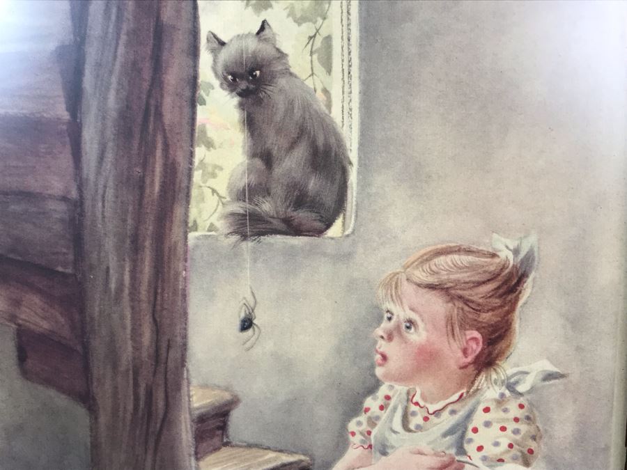 Pair Of Vintage 1945 Framed Simon And Shuster / Artists And Writers Guild Nursery Rhythm Lithographs: Little Miss Muffet 13.5 X 19 And Jack And Jill 18.5 X 14.5 By F. Rojankovsky [Photo 5]