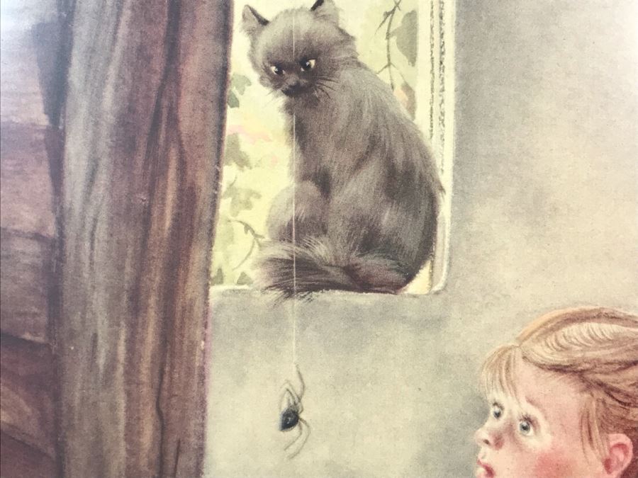 Pair Of Vintage 1945 Framed Simon And Shuster / Artists And Writers Guild Nursery Rhythm Lithographs: Little Miss Muffet 13.5 X 19 And Jack And Jill 18.5 X 14.5 By F. Rojankovsky [Photo 6]