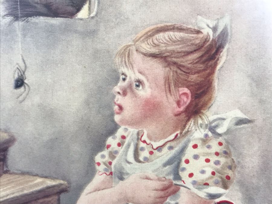 Pair Of Vintage 1945 Framed Simon And Shuster / Artists And Writers Guild Nursery Rhythm Lithographs: Little Miss Muffet 13.5 X 19 And Jack And Jill 18.5 X 14.5 By F. Rojankovsky [Photo 7]