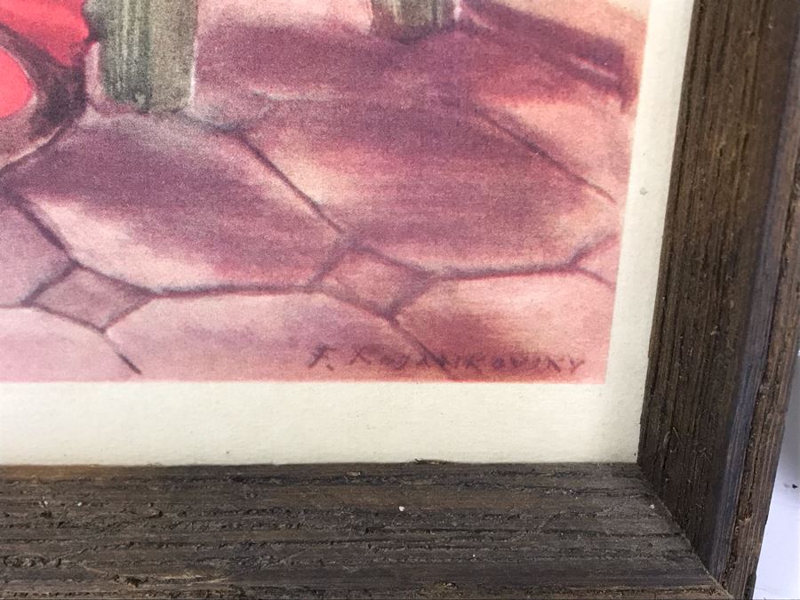 Pair Of Vintage 1945 Framed Simon And Shuster / Artists And Writers Guild Nursery Rhythm Lithographs: Little Miss Muffet 13.5 X 19 And Jack And Jill 18.5 X 14.5 By F. Rojankovsky [Photo 10]