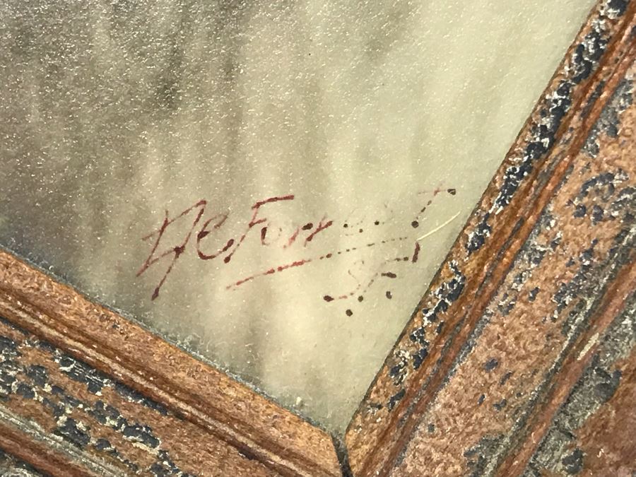 Antique B&W Photograph Signed Lower Right In Adjustable Swinging Wooden Picture Frame 10W X 2D X 10.5H [Photo 9]