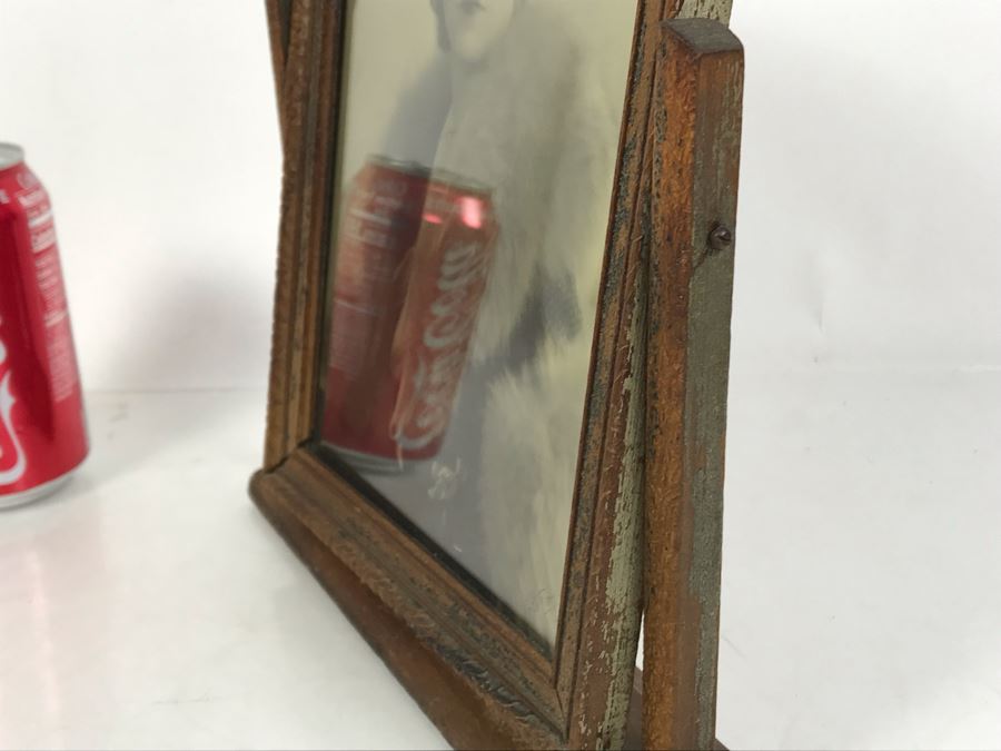 Antique B&W Photograph Signed Lower Right In Adjustable Swinging Wooden Picture Frame 10W X 2D X 10.5H [Photo 11]