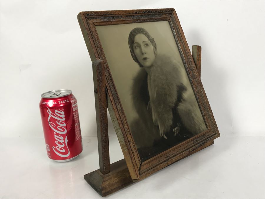 Antique B&W Photograph Signed Lower Right In Adjustable Swinging Wooden Picture Frame 10W X 2D X 10.5H [Photo 4]