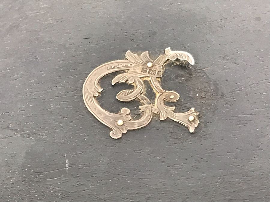 Vintage English Wooden Ebony Hand Mirror With Sterling Silver Design (See Photos) On Back 12 X 7 [Photo 10]