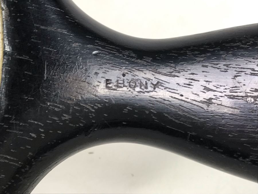 Vintage English Wooden Ebony Hand Mirror With Sterling Silver Design (See Photos) On Back 12 X 7 [Photo 14]