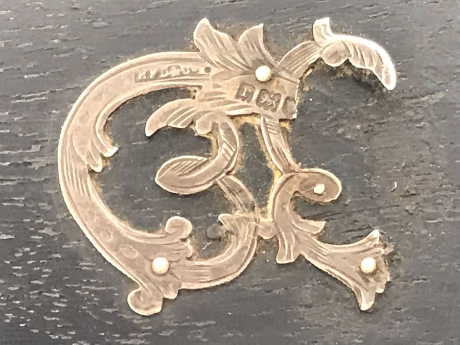 Vintage English Wooden Ebony Hand Mirror With Sterling Silver Design (See Photos) On Back 12 X 7 [Photo 7]