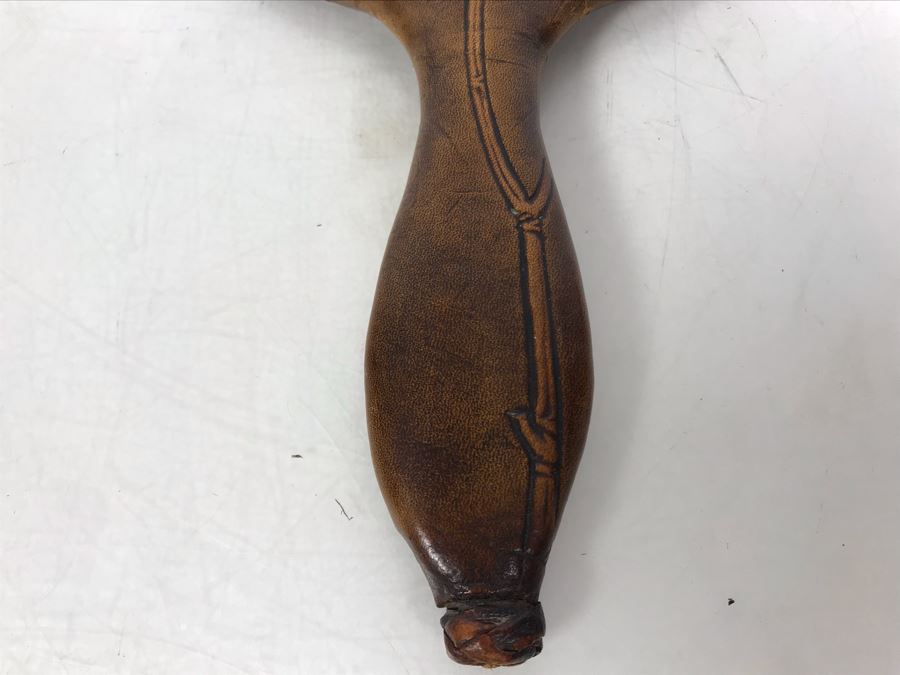 Vintage Tooled Leather Wrapped Hand Mirror 10 X 6 [Photo 5]