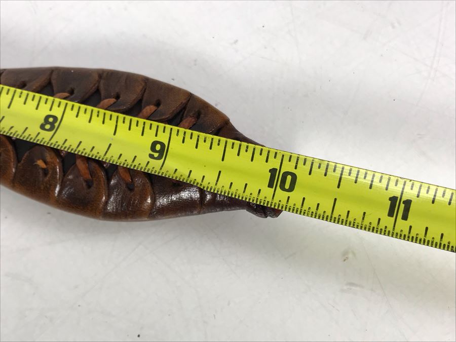 Vintage Tooled Leather Wrapped Hand Mirror 10 X 6 [Photo 11]