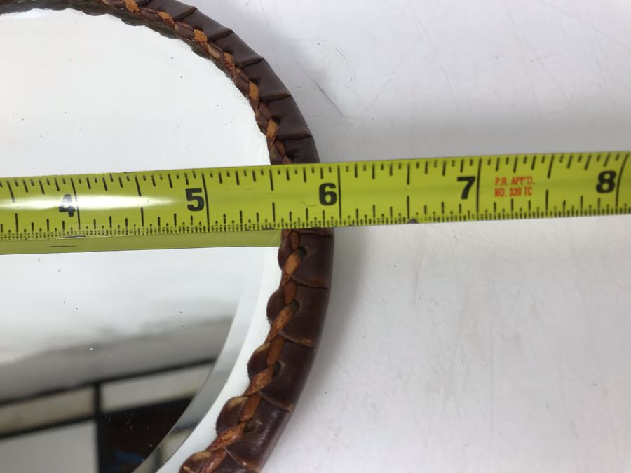Vintage Tooled Leather Wrapped Hand Mirror 10 X 6 [Photo 12]