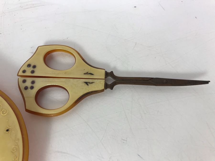 Vintage Art Deco French Pyramid Celluloid Vanity Set 6 Pieces [Photo 20]