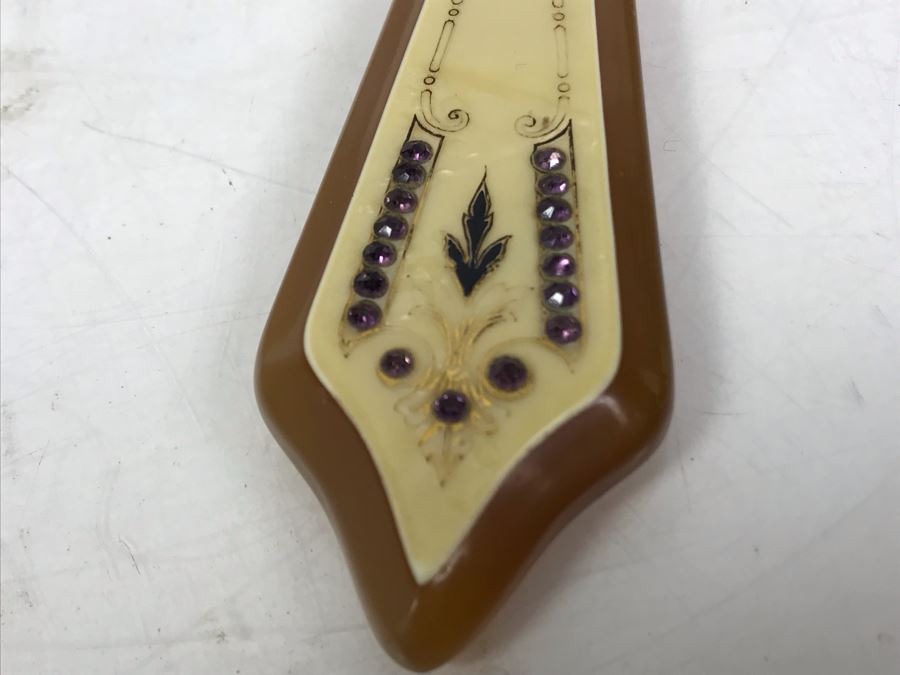 Vintage Art Deco French Pyramid Celluloid Vanity Set 6 Pieces [Photo 12]