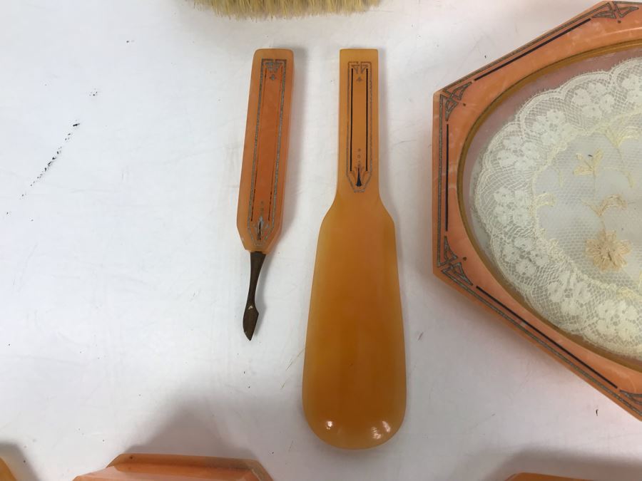 Vintage Art Deco Art-Y-Zan Vanity Set 11 Pieces (Comb And Shoehorn May Be Different Brand) [Photo 13]