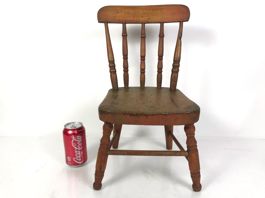 Antique Child / Doll Wooden Chair 11W X 9.5D X 18.5H [Photo 1]
