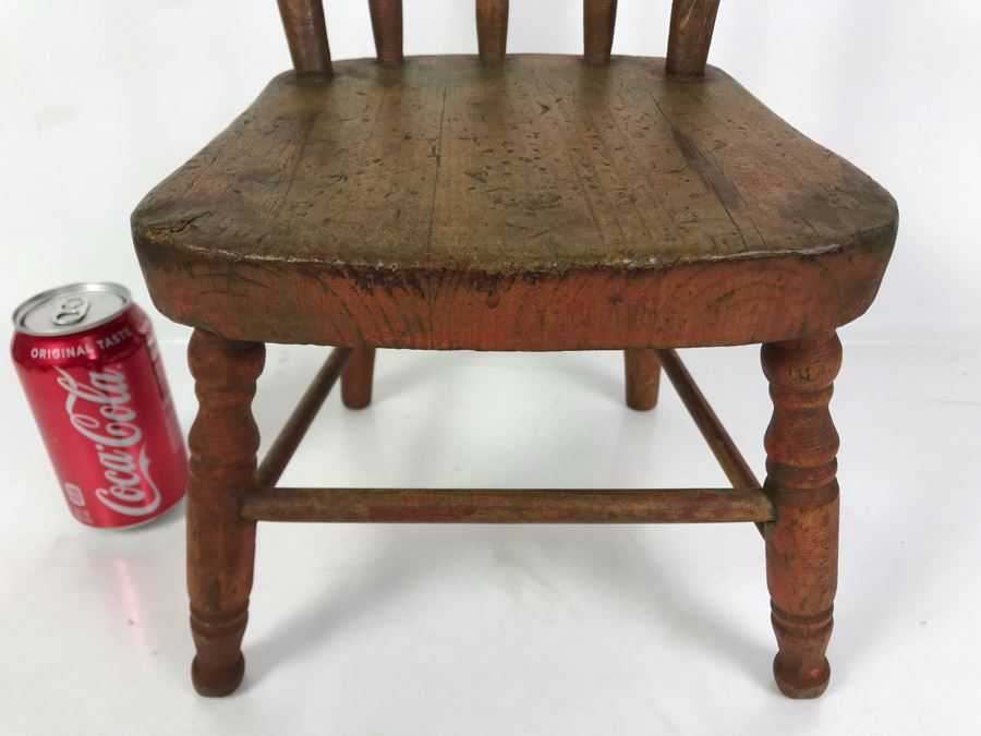 Antique Child / Doll Wooden Chair 11W X 9.5D X 18.5H [Photo 3]