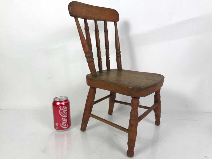 Antique Child / Doll Wooden Chair 11W X 9.5D X 18.5H [Photo 5]