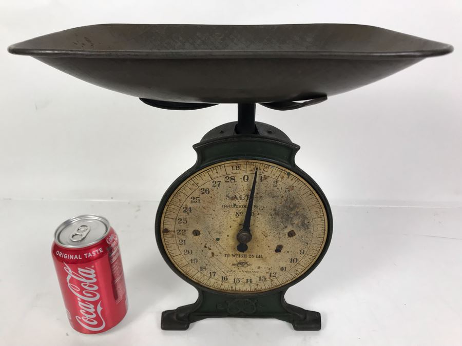 Antique English Salter Cast Iron Household Scale No. 6 8W X 7.5D X 12.5H [Photo 2]