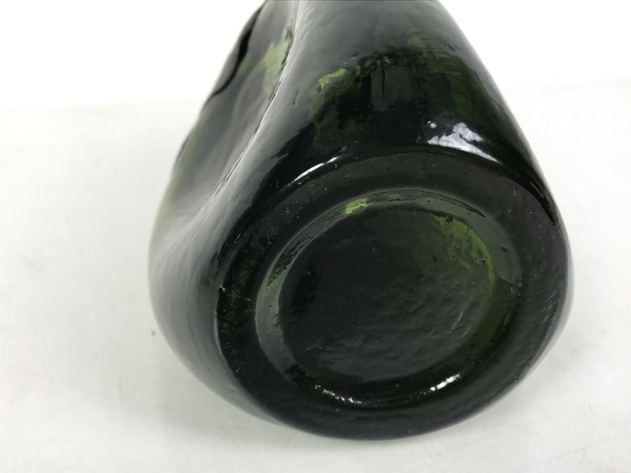 Green Pinched Glass Decanter With Danish Pewter Overlay Top 9H [Photo 11]