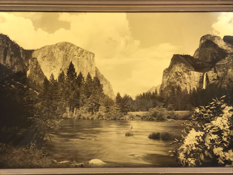 Arthur Clarence Pillsbury (1870-1946 American) ''The Gates of Yosemite'' Orotone Antique Photograph Printed On Glass And Backed With Gold 12.5 X 8.5 With Original Pillsbury's Pictures, Inc Label Estimate $1,000-$2,000 [Photo 16]