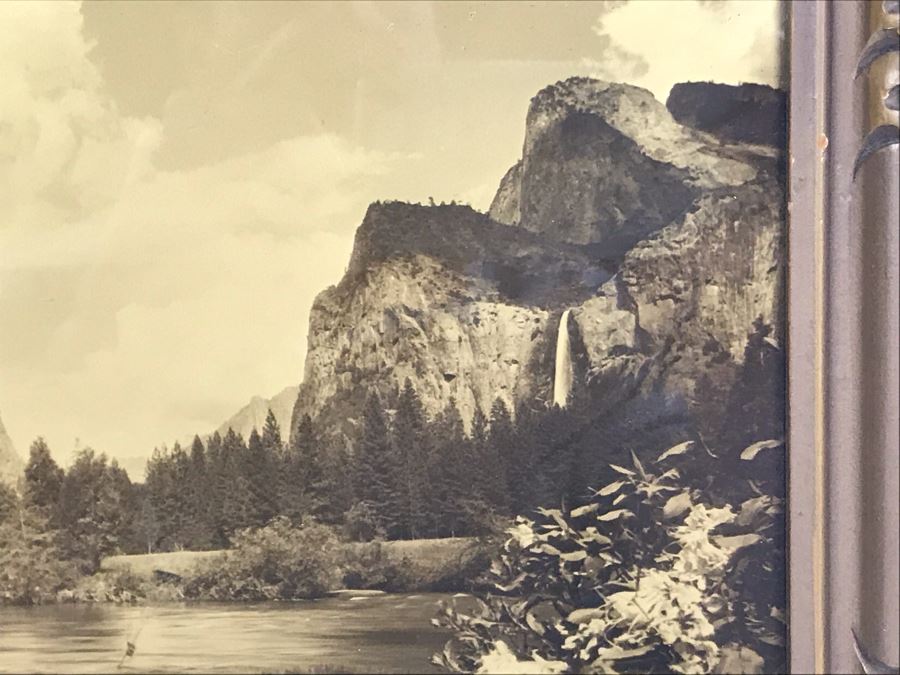 Arthur Clarence Pillsbury (1870-1946 American) ''The Gates of Yosemite'' Orotone Antique Photograph Printed On Glass And Backed With Gold 12.5 X 8.5 With Original Pillsbury's Pictures, Inc Label Estimate $1,000-$2,000 [Photo 10]