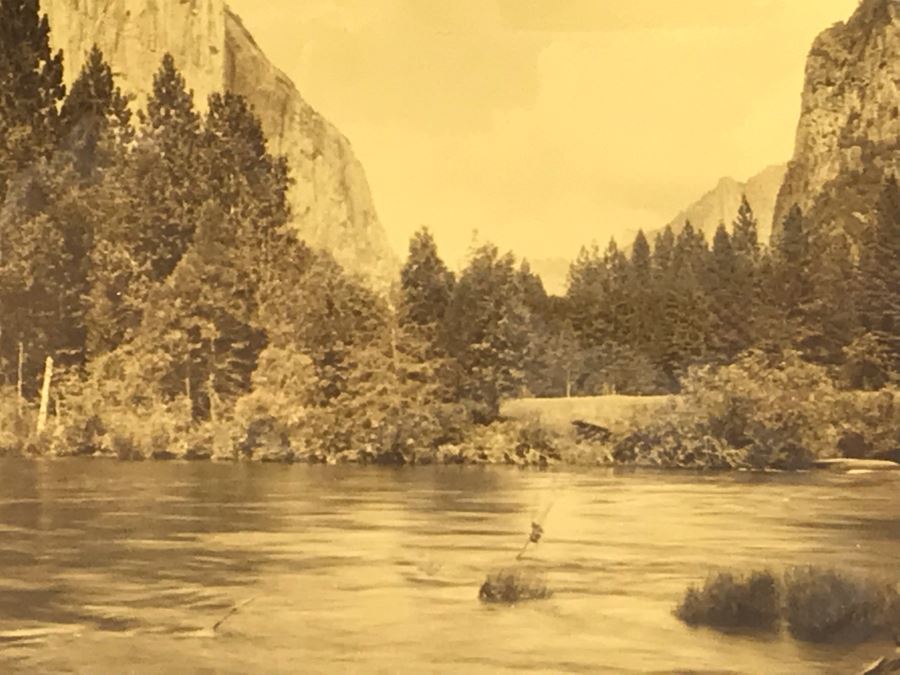 Arthur Clarence Pillsbury (1870-1946 American) ''The Gates of Yosemite'' Orotone Antique Photograph Printed On Glass And Backed With Gold 12.5 X 8.5 With Original Pillsbury's Pictures, Inc Label Estimate $1,000-$2,000 [Photo 17]