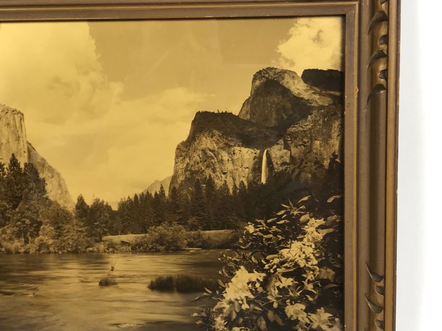 Arthur Clarence Pillsbury (1870-1946 American) ''The Gates of Yosemite'' Orotone Antique Photograph Printed On Glass And Backed With Gold 12.5 X 8.5 With Original Pillsbury's Pictures, Inc Label Estimate $1,000-$2,000 [Photo 9]