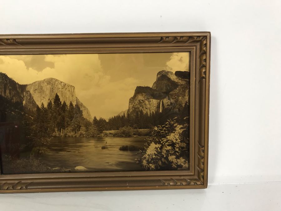 Arthur Clarence Pillsbury (1870-1946 American) ''The Gates of Yosemite'' Orotone Antique Photograph Printed On Glass And Backed With Gold 12.5 X 8.5 With Original Pillsbury's Pictures, Inc Label Estimate $1,000-$2,000 [Photo 8]