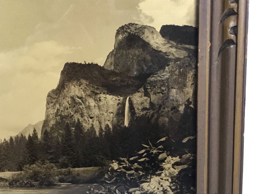 Arthur Clarence Pillsbury (1870-1946 American) ''The Gates of Yosemite'' Orotone Antique Photograph Printed On Glass And Backed With Gold 12.5 X 8.5 With Original Pillsbury's Pictures, Inc Label Estimate $1,000-$2,000 [Photo 11]