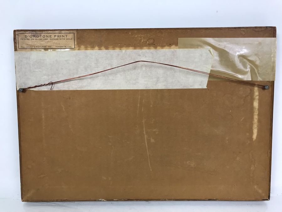 Arthur Clarence Pillsbury (1870-1946 American) ''The Gates of Yosemite'' Orotone Antique Photograph Printed On Glass And Backed With Gold 12.5 X 8.5 With Original Pillsbury's Pictures, Inc Label Estimate $1,000-$2,000 [Photo 19]