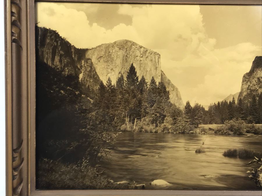 Arthur Clarence Pillsbury (1870-1946 American) ''The Gates of Yosemite'' Orotone Antique Photograph Printed On Glass And Backed With Gold 12.5 X 8.5 With Original Pillsbury's Pictures, Inc Label Estimate $1,000-$2,000 [Photo 15]