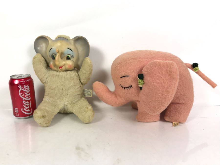 Vintage Plush Toys: Elephant Animals Of Distinction By Knickerbocker Toy Co  New York And Zoo-Zoo Stables Plush Elephant