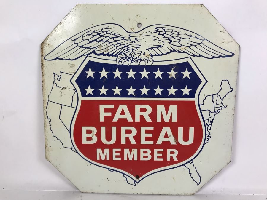 Double Sided Metal Sign: Farm Bureau Member One Side / Stop Sign On Other Side 15W [Photo 2]