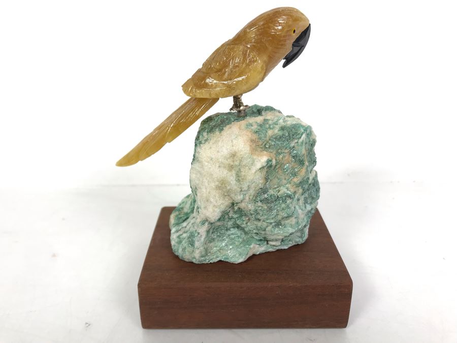 Bird Figurine Hand-Carved In Semi-Precious Stones With Wooden Stand 3.5 X 3.5 X 5H [Photo 5]