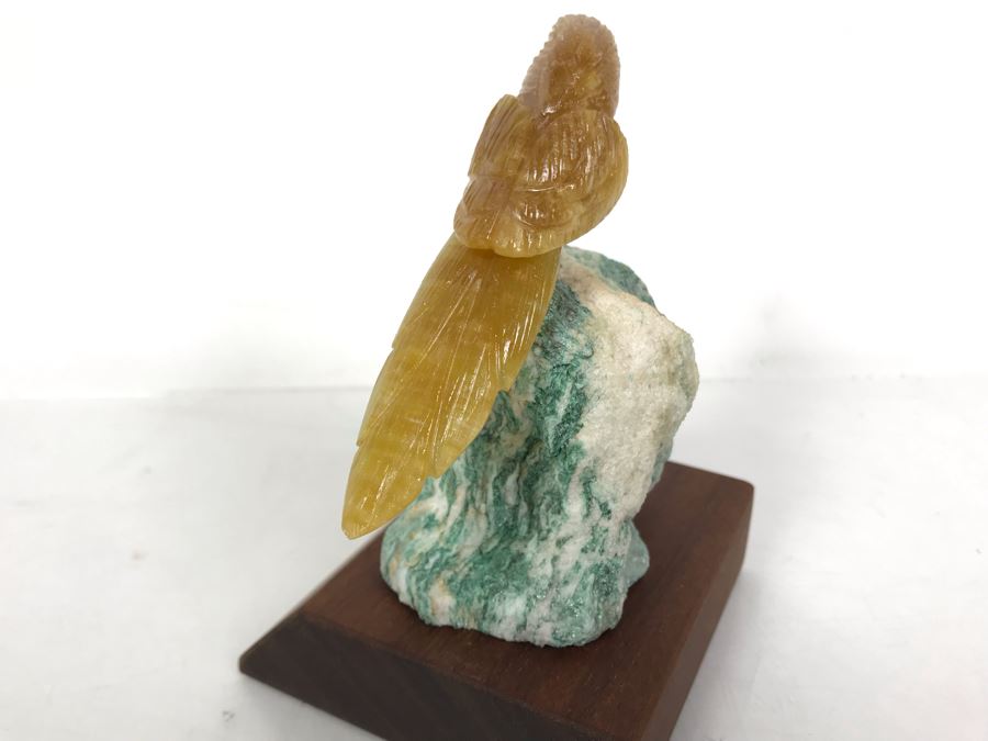 Bird Figurine Hand-Carved In Semi-Precious Stones With Wooden Stand 3.5 X 3.5 X 5H [Photo 6]
