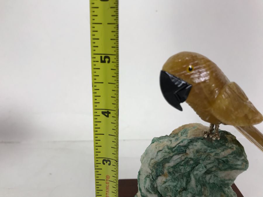 Bird Figurine Hand-Carved In Semi-Precious Stones With Wooden Stand 3.5 X 3.5 X 5H [Photo 8]
