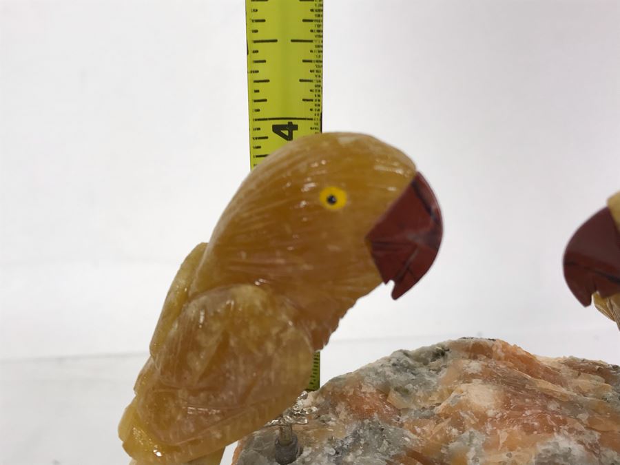 Pair Of Birds Figurines Hand-Carved In Semi-Precious Stones 6 X 3 X 4H [Photo 16]