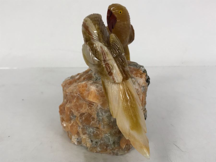 Pair Of Birds Figurines Hand-Carved In Semi-Precious Stones 6 X 3 X 4H [Photo 12]