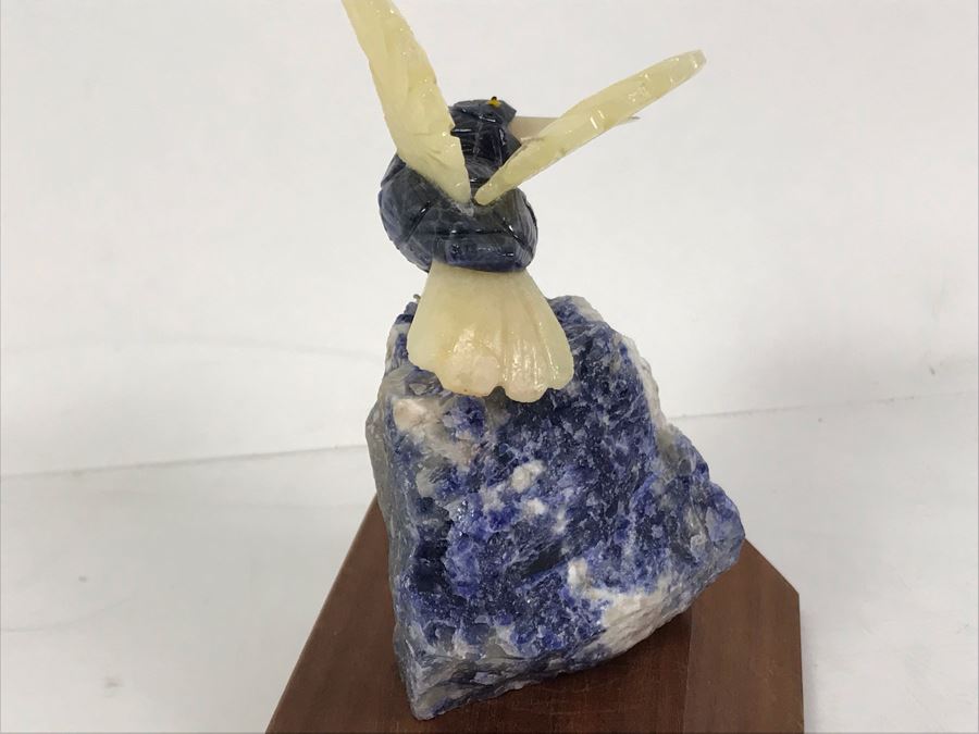 Hummingbird Figurine Hand-Carved In Semi-Precious Stones With Wooden Stand 3.5 X 3.5 X 5.5H [Photo 8]