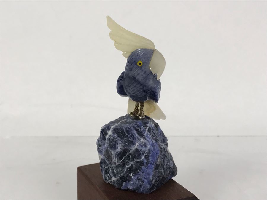 Bird Figurine Hand-Carved In Semi-Precious Stones With Wooden Stand 2.5 X 2.5 X 4.5H [Photo 9]