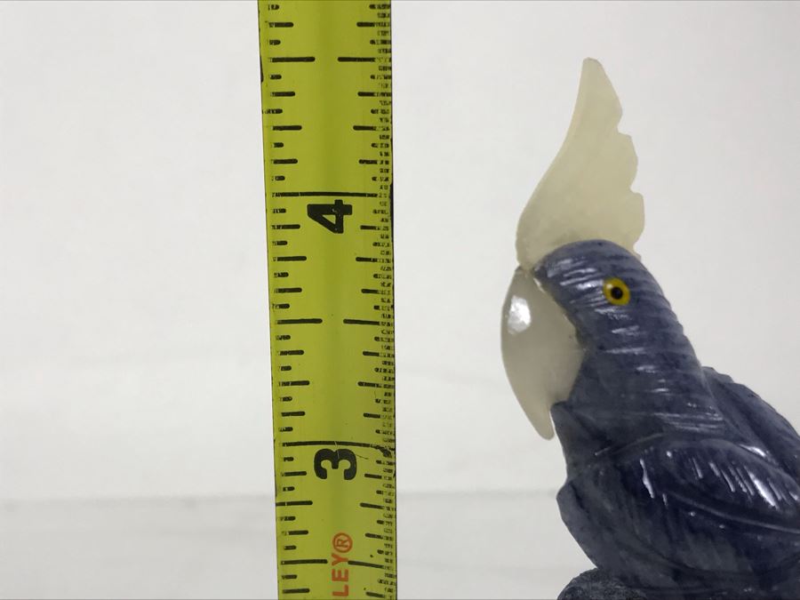 Bird Figurine Hand-Carved In Semi-Precious Stones With Wooden Stand 2.5 X 2.5 X 4.5H [Photo 10]