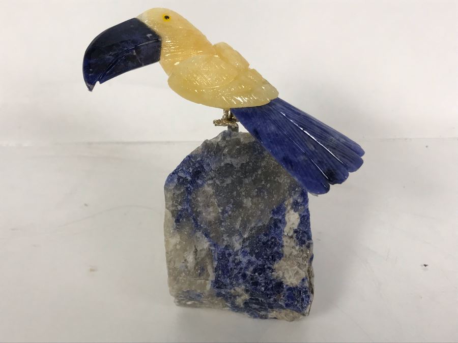 Bird Figurine Hand-Carved In Semi-Precious Stones 4 X 3 X 4H [Photo 2]