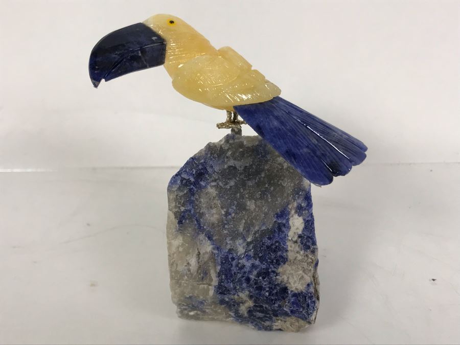Bird Figurine Hand-Carved In Semi-Precious Stones 4 X 3 X 4H [Photo 3]